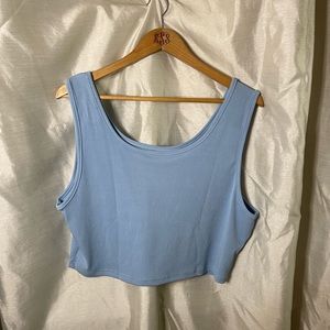 Plus Size SHEIN Light Pastel Baby Powder Blue Cropped Ribbed Tank Top